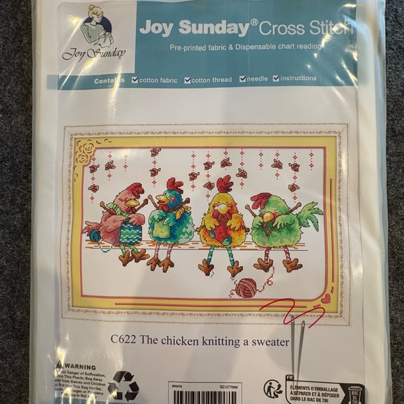 Joy Sunday Other - Joy Sunday Chicken knitting a sweater Complete Cross Stitch Kit #C622 New